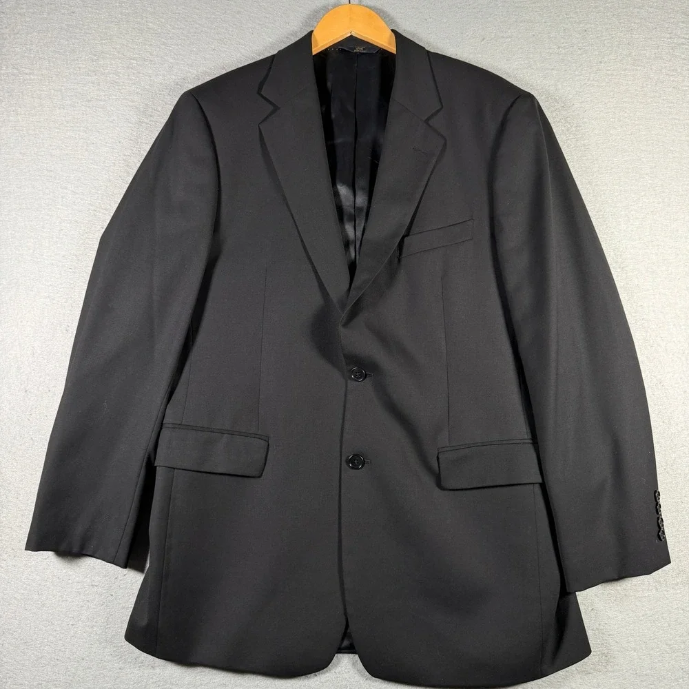 Brooks Brothers 346 Men Black Wool Stretch Blazer Jacket 42L Two Button 13516027